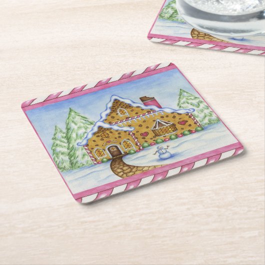 ジンガーブレッドハウスコースター スクエアペーパーコースター (アングル)