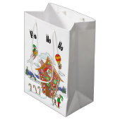 ジンガーブレッドハウスサンタ&小妖精や小人カラフル漫画 ミディアムペーパーバッグ (正面アングル)