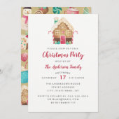 ジンガーブレッドハウススウィートクリスマスパーティの招待状 招待状 (正面/裏面)