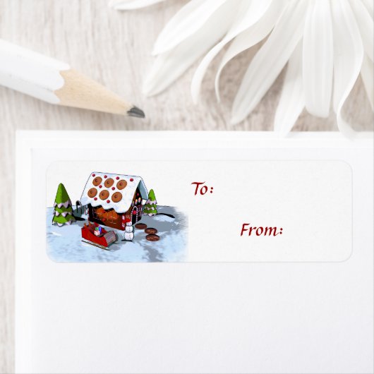 ジンガーブレッドハウスセルフスティックホリデーギフトラベル ラベル (インサイチュ)