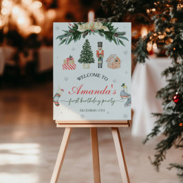 ジンガーブレッドハウスナツクラッカー誕生日ウェルカムサイン ポスター