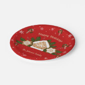 ジンガーブレッドハウスハッピーホリデーズレッド ペーパープレート (アングル)
