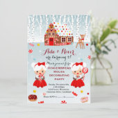 ジンガーブレッドハウスバースデーパーティツインズ招待状 招待状 (スタンド正面)