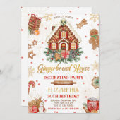 ジンガーブレッドハウスバースデーパーティーの招待状 招待状 (正面/裏面)