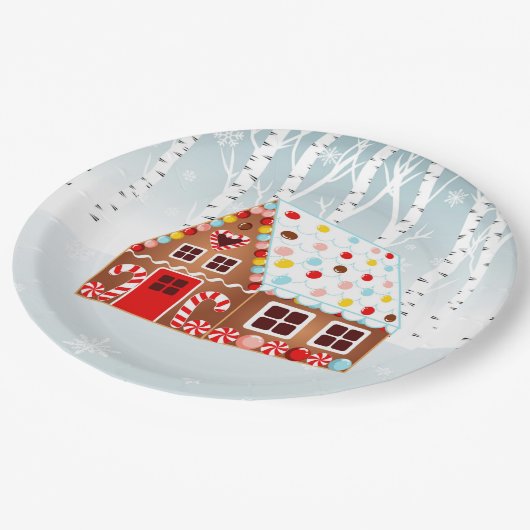 ジンガーブレッドハウスバースデーパーティープレート ペーパープレート (アングル)