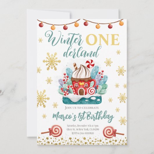 ジンガーブレッドハウスバースデーパーティー招待状 招待状 (正面)