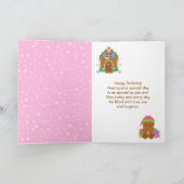 ジンガーブレッドハウスピンクハッピーバースデー カード (内部)