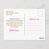 ジンガーブレッドハウスピンクハッピーバースデー ポストカード (裏面)