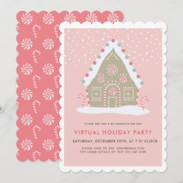 ジンガーブレッドハウスピンクバーチャルホリデーパーティー 招待状