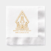 ジンガーブレッドハウスベーキング企業のクリスマス 箔ナプキン (正面)