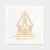 ジンガーブレッドハウスベーキング企業のクリスマス 箔ナプキン (正面)