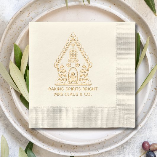 ジンガーブレッドハウスベーキング企業のクリスマス 箔ナプキン