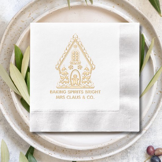 ジンガーブレッドハウスベーキング企業のクリスマス 箔ナプキン
