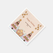 ジンガーブレッドハウスホリデイパーティーブラウン スタンダードカクテルナプキン (角)