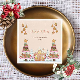 ジンガーブレッドハウスホリデイパーティーブラウン スタンダードカクテルナプキン