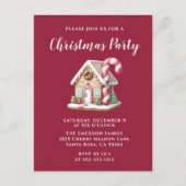 ジンガーブレッドハウスホリデーパーティー招待状 ポストカード (正面)