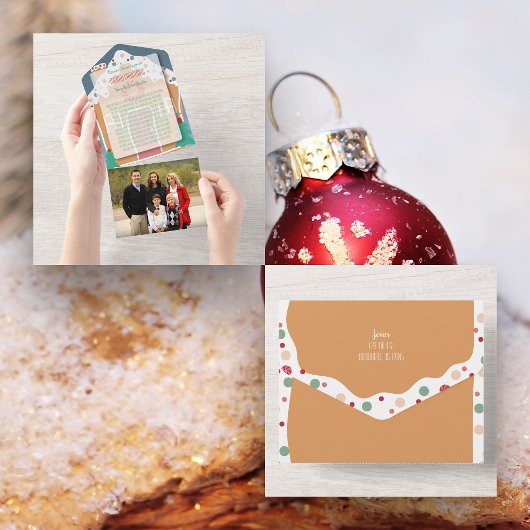 ジンガーブレッドハウスホリデーフォトオールインワンカード オールインワン招待状