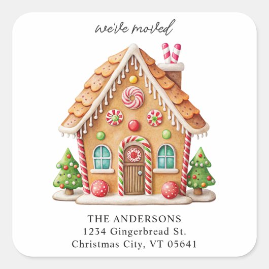 ジンガーブレッドハウスホリデームービング差出人住所 スクエアシール (正面)