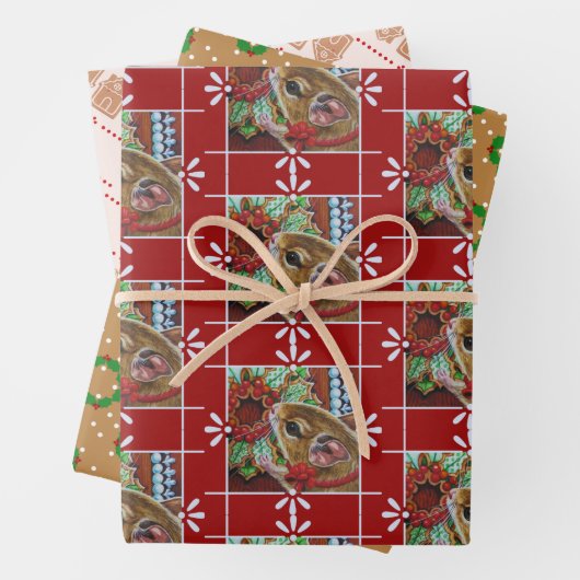 ジンガーブレッドハウスマウス&リースウォーターカラーアートWr ラッピングペーパーシート (インサイチュ)