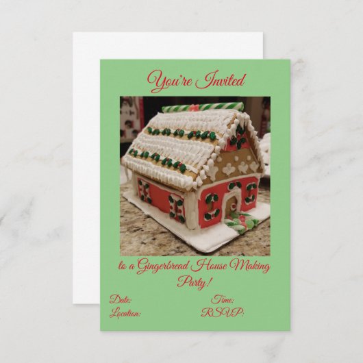 ジンガーブレッドハウスメイキングパーティの招待状 出欠カード (正面/裏面)