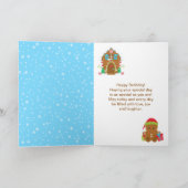 ジンガーブレッドハウスレッドアンドブルーハッピーバースデー カード (内部)