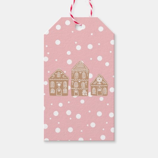 ジンガーブレッドハウスヴィレッジイラストレーションギフトラベル ギフトタグ (正面)