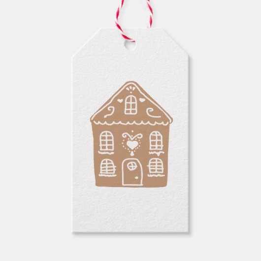 ジンガーブレッドハウスヴィレッジイラストレーションギフトラベル ギフトタグ (正面)