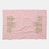 ジンガーブレッドハウスヴィレッジピンクキッチンタオル キッチンタオル (横)