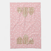 ジンガーブレッドハウスヴィレッジピンクキッチンタオル キッチンタオル (縦)
