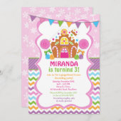 ジンガーブレッドハウス誕生日招待状 招待状 (正面/裏面)