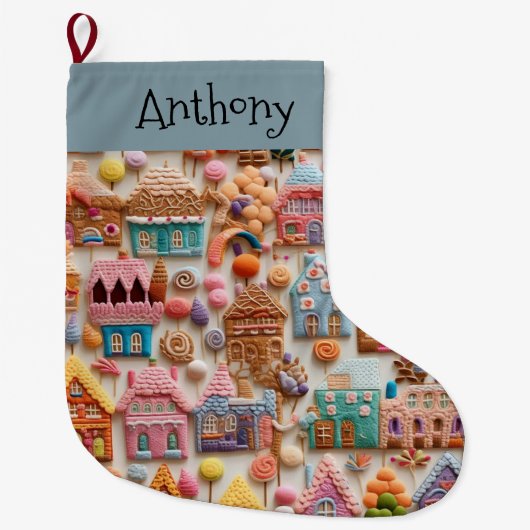 ジンガーブレッドハウス ラージクリスマスストッキング (正面)