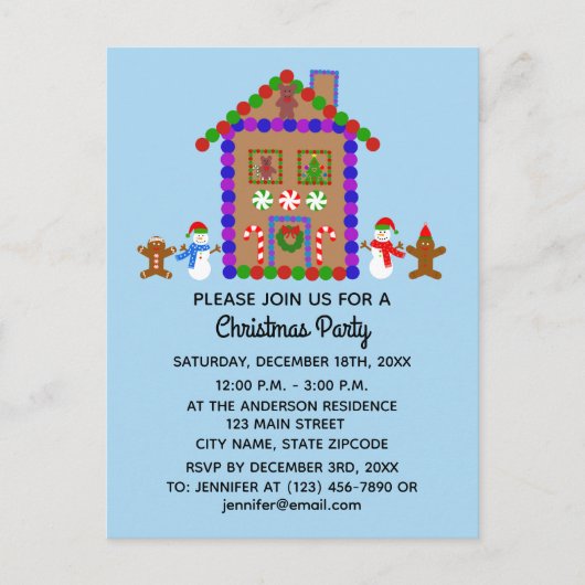 ジンガーブレッドハウス#1招待状はがき インビテーションポストカード (正面)