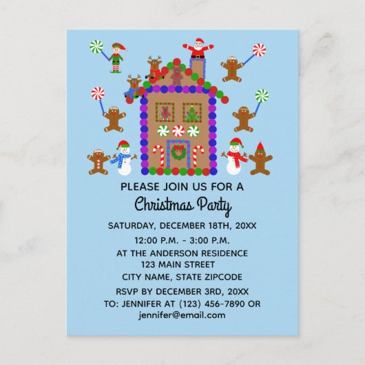 ジンガーブレッドハウス#2招待状はがき インビテーションポストカード (正面)