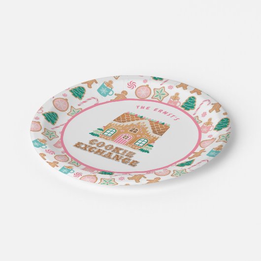 ジンガーブレッドハウス | Cookie交換パーソナライズされた ペーパープレート (アングル)