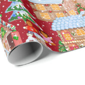 ジンガーブレッドビレッジ（赤） ラッピングペーパー (ロールコーナー)