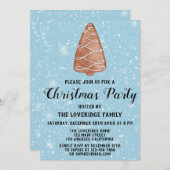 ジンガーブレッドホリデークリスマスパーティーツリーブルースノー 招待状 (正面/裏面)