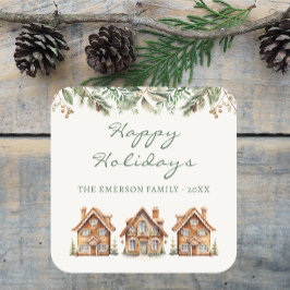 ジンガーブレッドホリデーステッカー スクエアシール