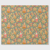 ジンガーブレッドホリデーラッピング紙 ラッピングペーパー (フラット)