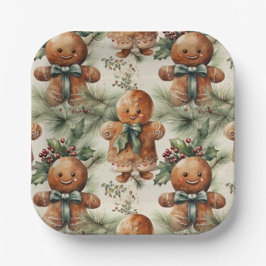 ジンガーブレッドホリデー ペーパープレート (正面)