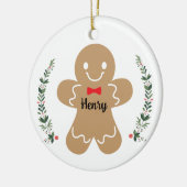 ジンガーブレッドボーイカスタムクリスマスホリデーオーナメント セラミックオーナメント (左)