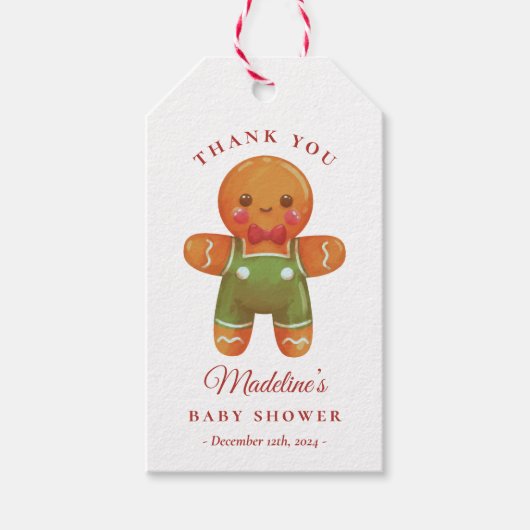 ジンガーブレッドボーイ赤ちゃんシャワーメッセージカード ギフトタグ (正面)