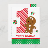 ジンガーブレッドボーイ1st誕生日招待状 インビテーションポストカード (正面/裏面)