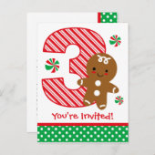 ジンガーブレッドボーイ3rd誕生日招待状 インビテーションポストカード (正面/裏面)