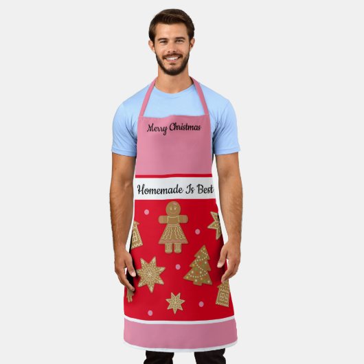 ジンガーブレッドマザー娘クリスマスカスタム文字 エプロン (着用した状態)