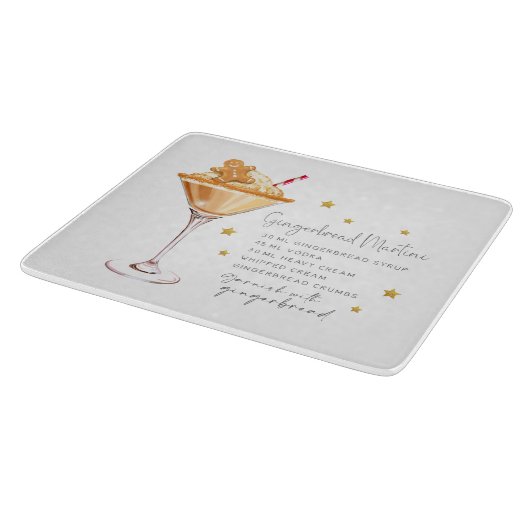 ジンガーブレッドマルティーニレシピホワイトクリスマスエレガント カッティングボード (角)