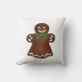 ジンガーブレッドレディーウーマンクリスマスクッキーホリデー クッション (正面)