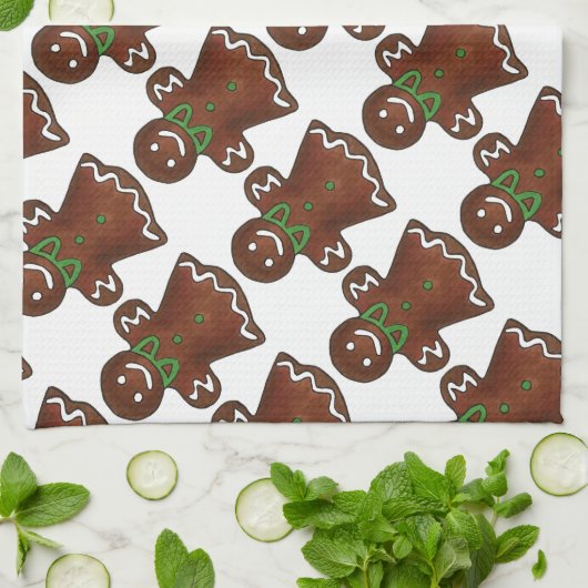 ジンガーブレッドレディークリスマスクッキーホリデータオル キッチンタオル (折り畳み)