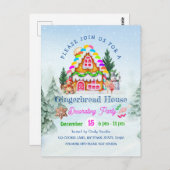 ジンガーブレッ飾ドハウスのパーティーウィンターホリデー ポストカード (正面/裏面)