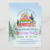 ジンガーブレッ飾ドハウスのパーティーウィンターホリデー 招待状 (正面/裏面)