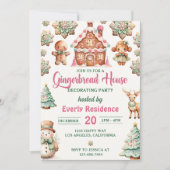 ジンガーブレッ飾ドハウスのパーティークッキー 招待状 (正面)